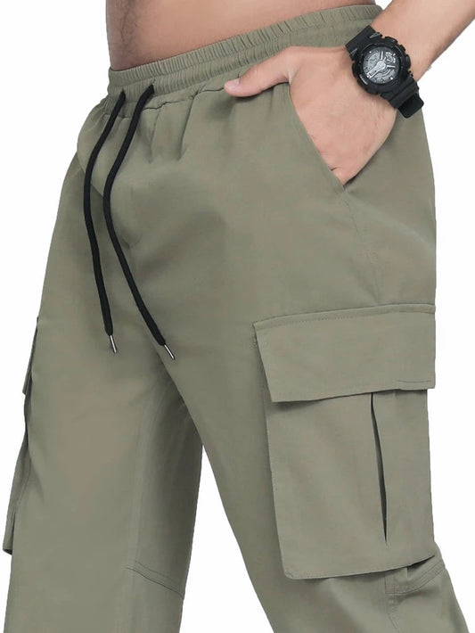 Men's Flap Pocket Drawstring Waist Cargo Pants