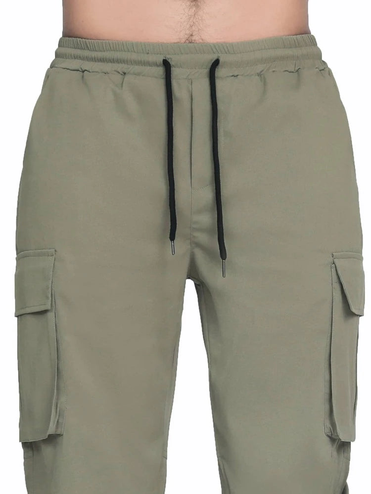 Men's Flap Pocket Drawstring Waist Cargo Pants