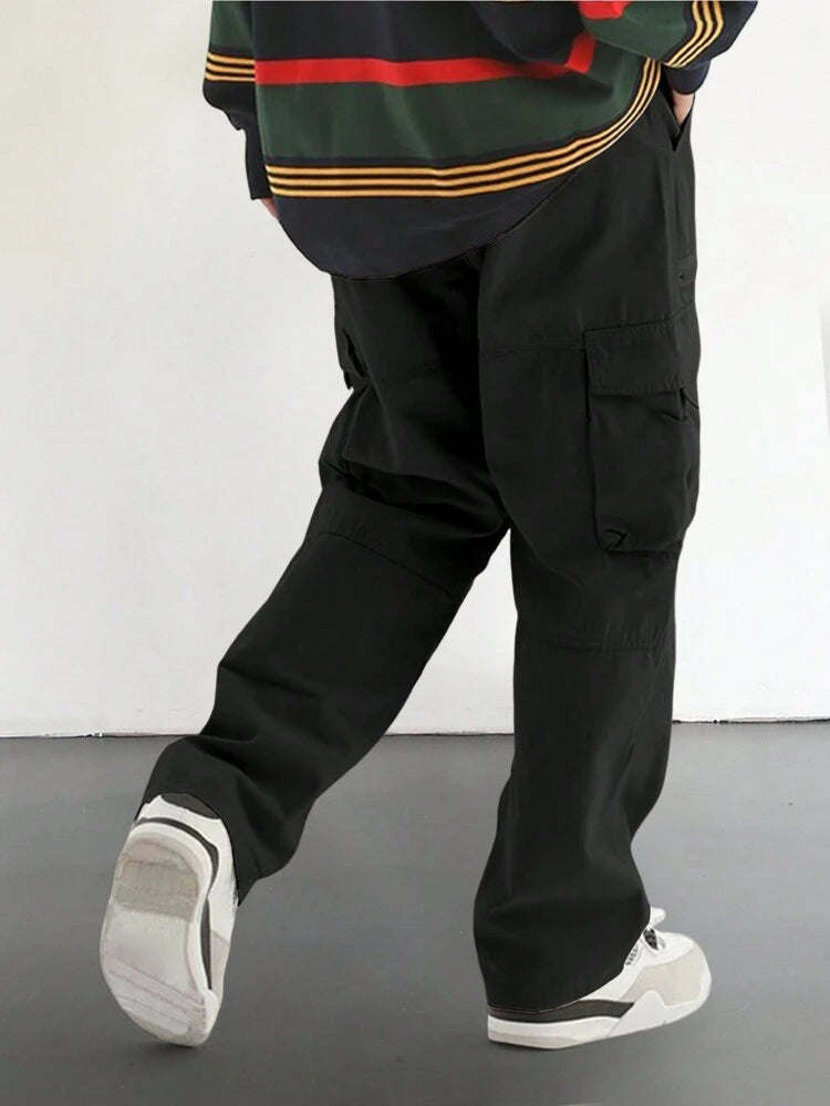 Men's Casual Solid Color Flap Pocket Side Cargo Pants