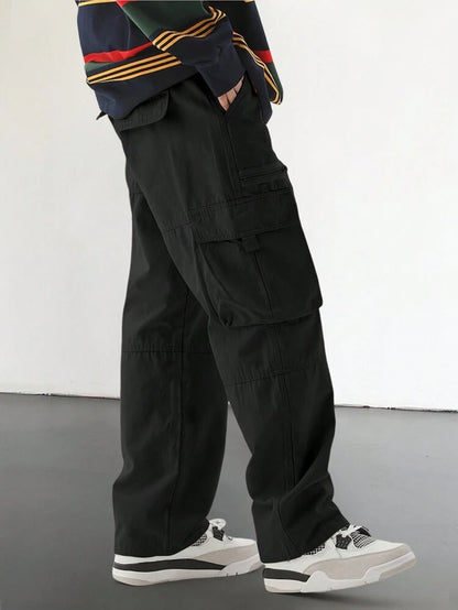 Men's Casual Solid Color Flap Pocket Side Cargo Pants