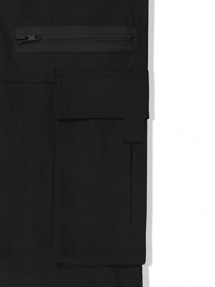 Men's Casual Solid Color Flap Pocket Side Cargo Pants