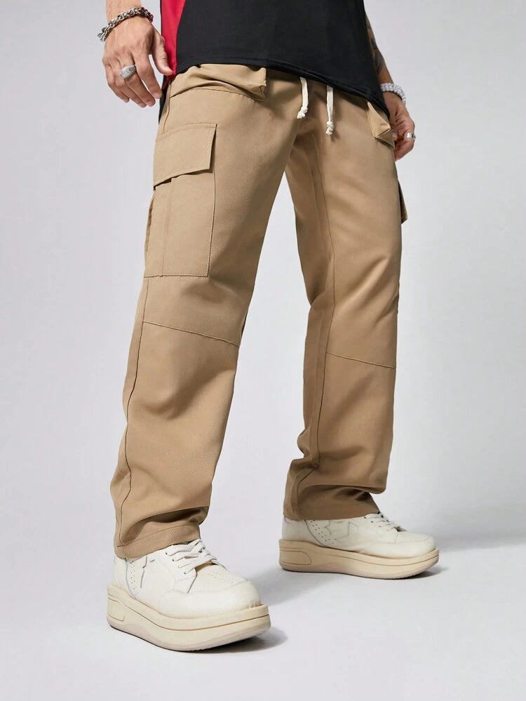 Men's Casual Solid Color Flap Pocket Cargo Pants