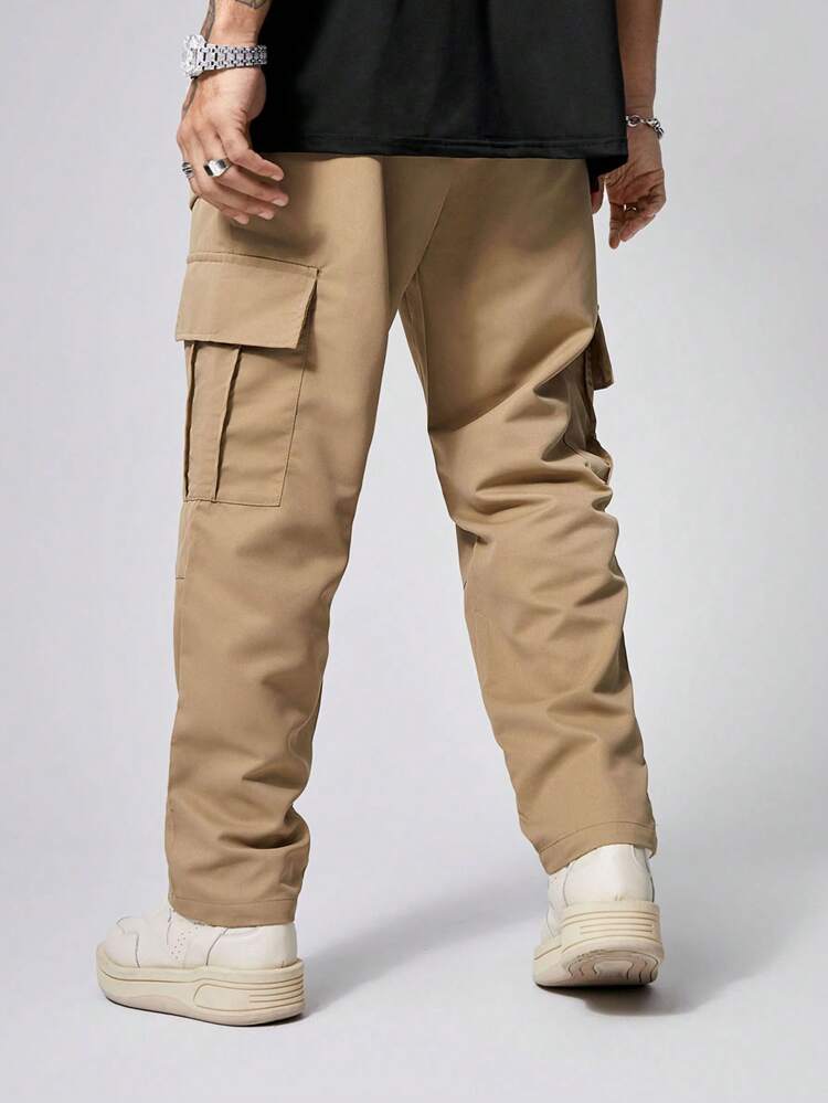 Men's Casual Solid Color Flap Pocket Cargo Pants