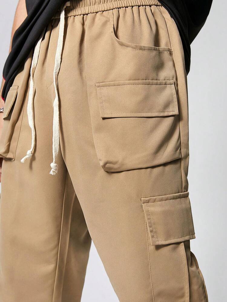 Men's Casual Solid Color Flap Pocket Cargo Pants