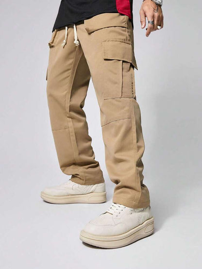 Men's Casual Solid Color Flap Pocket Cargo Pants