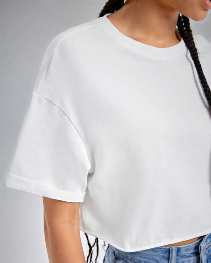 Women's Trendy Drop Shoulder Crop Tee