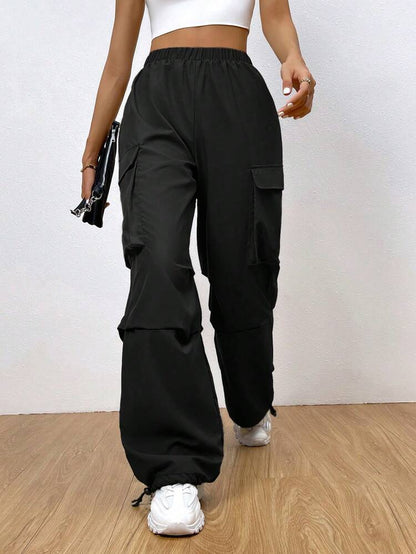 Women's Flap pocket side Drawstring Hem Cargo Pants