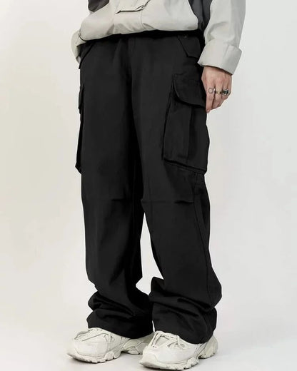 Women's Loose Fit Cargo Pants With Flap Pockets, Side Draw string Waist