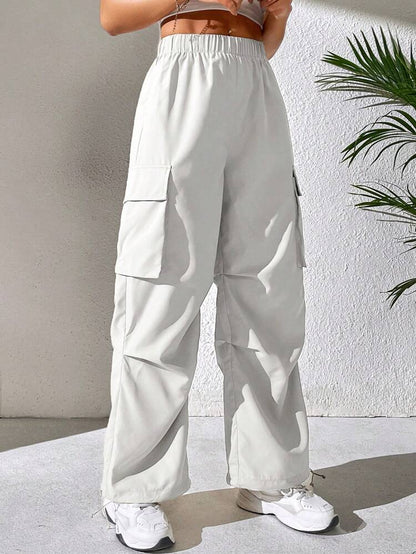 Women's Flap pocket side Drawstring Hem Cargo Pants