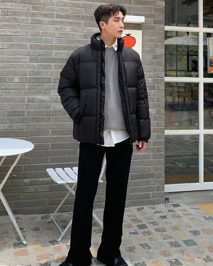 Men Zip Up Padded Coat For Winter