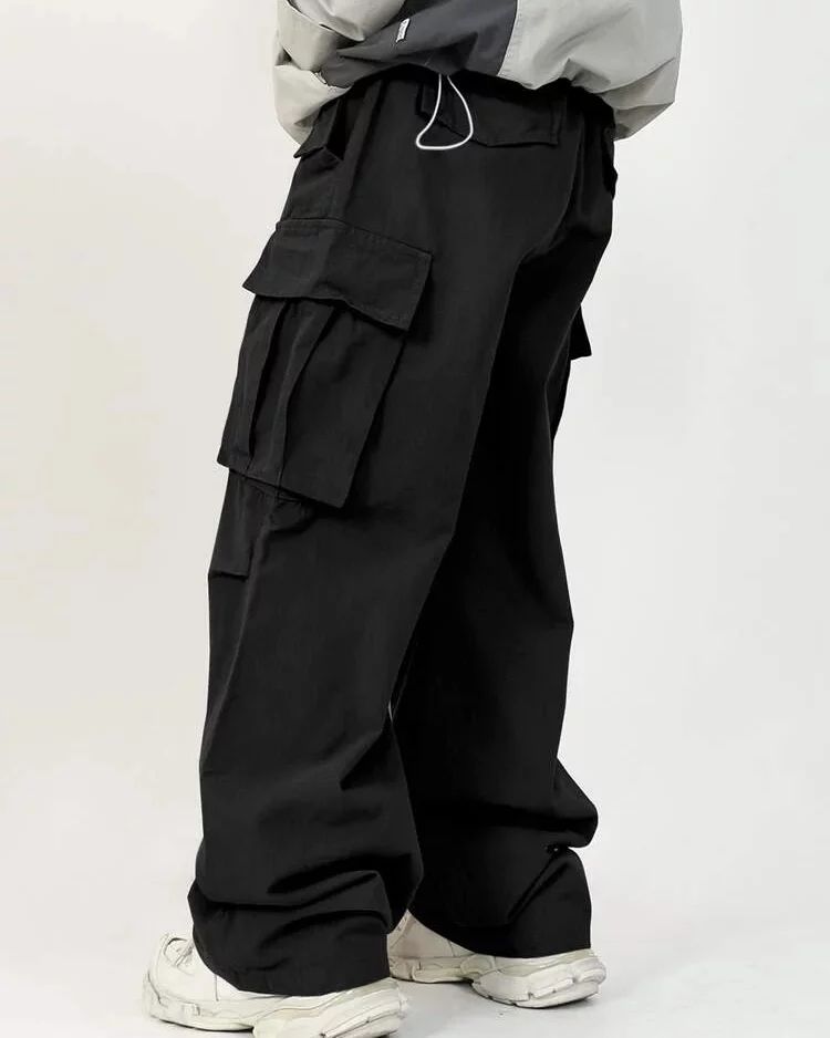 Women's Loose Fit Cargo Pants With Flap Pockets, Side Draw string Waist