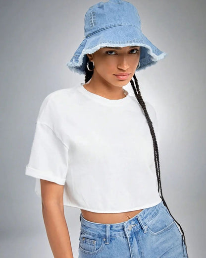 Women's Trendy Drop Shoulder Crop Tee