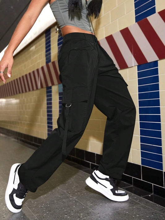 Flap Pocket Drawstring Waist Cargo Pant