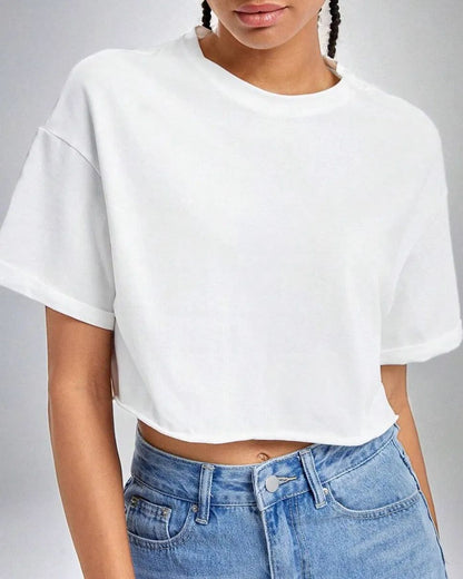 Women's Trendy Drop Shoulder Crop Tee